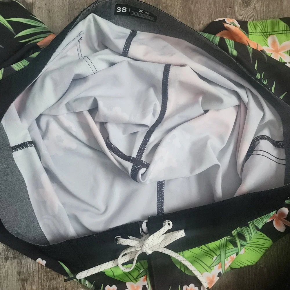 Hurley Board Shorts Men 38 Black Chicago White Sox Floral MLB Phantom Swim Trunk
